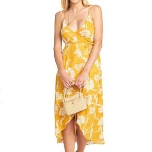 Show Me Your MuMu Meghan Wrap Dress in Bloom Gold
